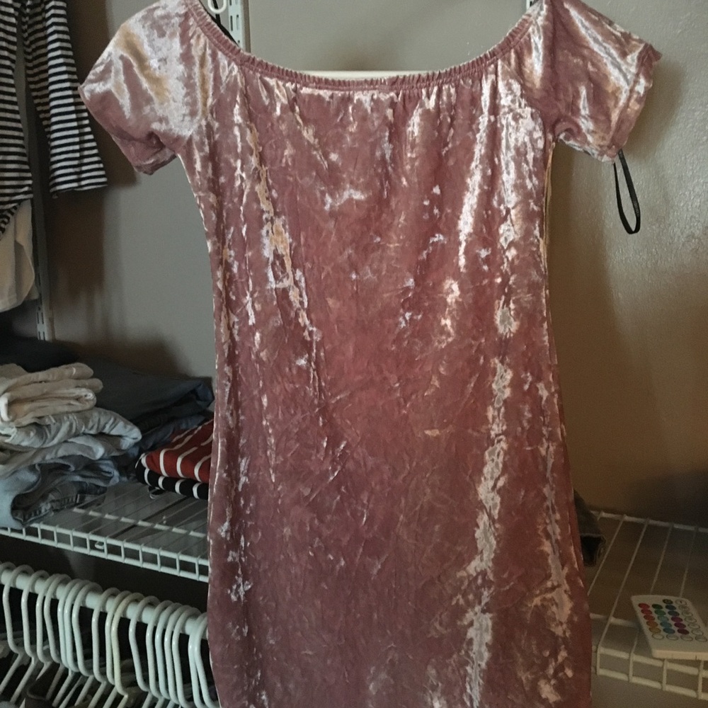 Crushed pink velvet dress